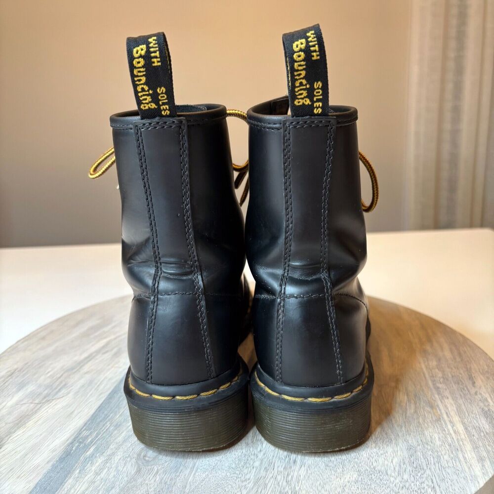 Dr. Doc Martens Black Matte Leather Combat Boots Style 1460 W US Size 7 - Picture 5 of 10